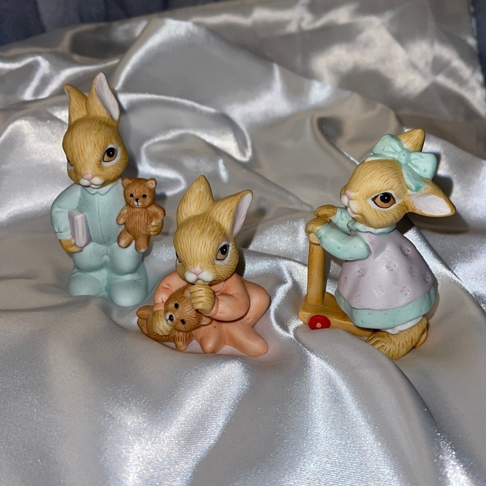 Home Interiors Vintage Bunny Trio 1466 Cute Nursery Poses